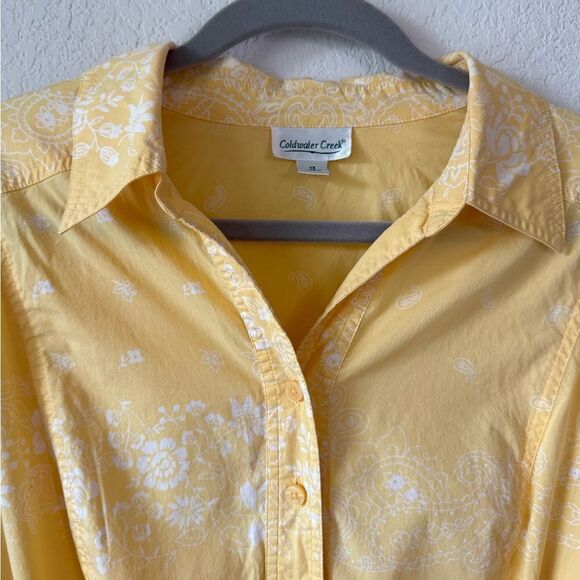Coldwater Creek Button-Up Floral Shirt Blouse Butter Yellow Women’s Sz 1X Office - Picture 4 of 6